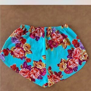 Ambiance Turquoise Floral High Waist Shorts